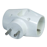 Split socket - 2x round, 1 x flat, white